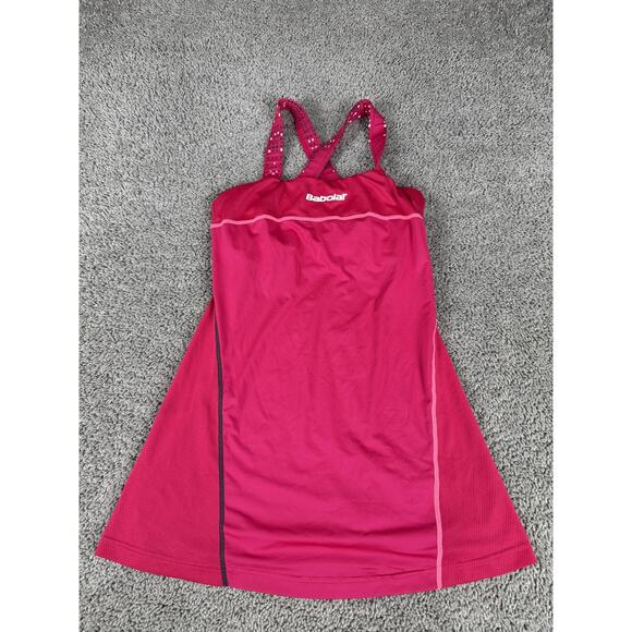 Babolat Dresses & Skirts - Babolat Tennis Dress Womens Medium Pink Strappy Mesh Tank Built In Bra Athletic